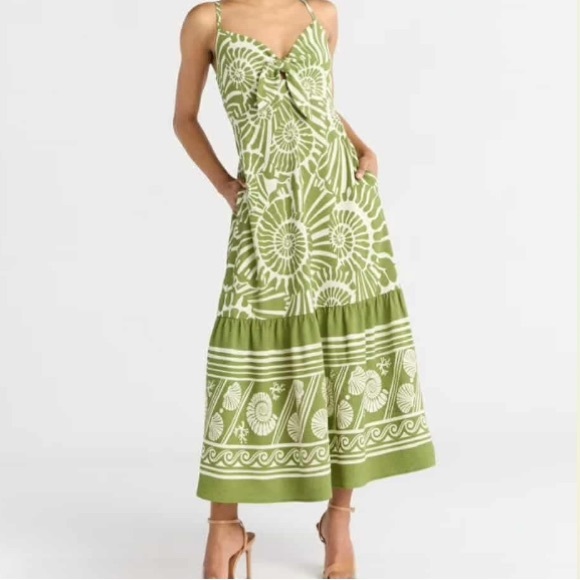 sofia by sofia vergara Dresses & Skirts - Sofia Vergara Green Abstract Seashell Print Maxi Dress with Pockets